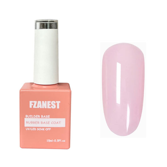 FZANEST Milky Pink Gel Nail Polish, Builder Rubber Base Gel for Nails Strengthener Extension Building Aprex Natural Nails Brush On Builder In a Bottle UV LED