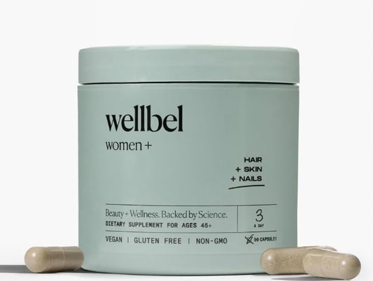 WELLBEL Women + Clean Supplement for Hair, Skin, and Nails, Vegan, Gluten Free, Non GMO 90 Count