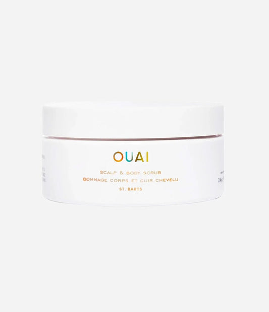OUAI Scalp & Body Scrub, St. Barts Travel Size - With Sugar & Coconut Oil Blend for Smooth Moisturized Skin - Gentle Scalp Scrub for Removing Product Build Up (3.4 Oz)