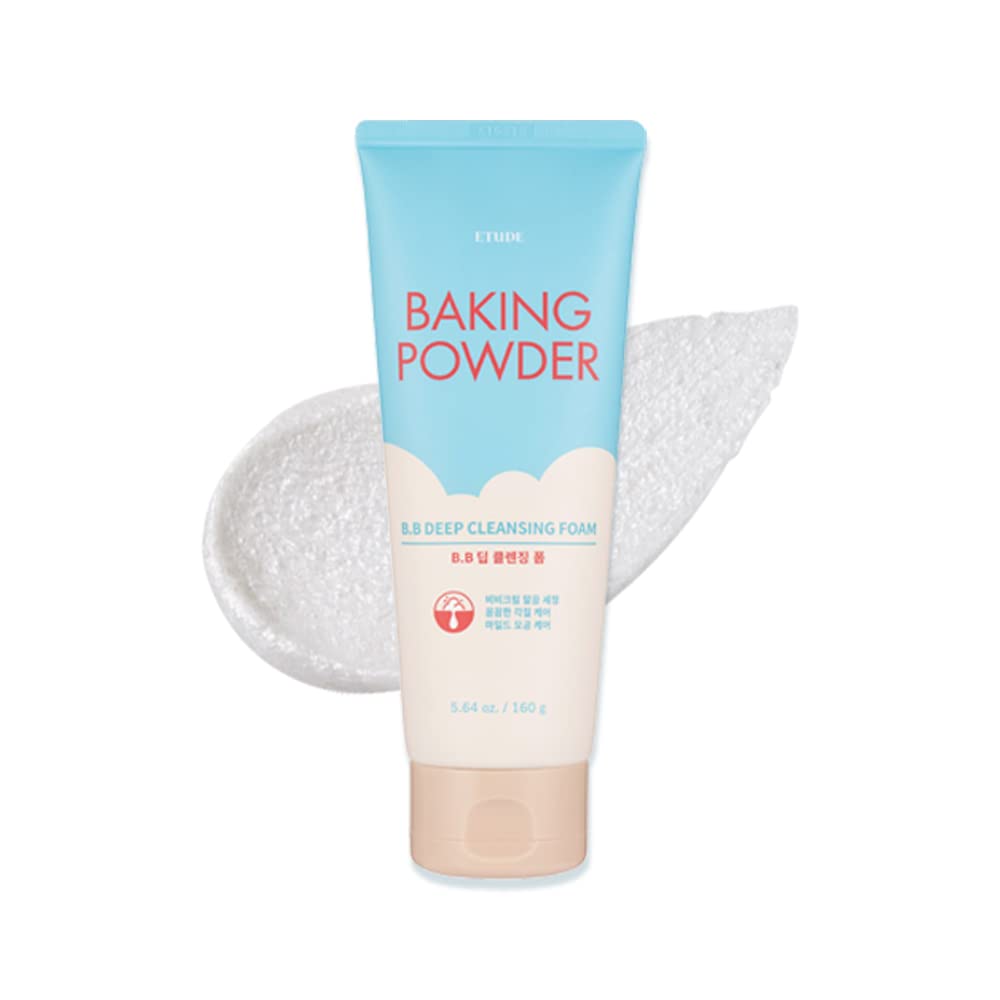 ETUDE Baking Powder B.B Deep Cleansing Foam, 2 in 1 Rice Bran + Baking Powder, Creamy Bubble +