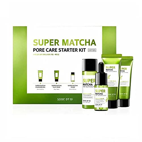 SOME BY MI Super Matcha Pore Care Starter Kit/Toner 1.01Oz, Serum 0.33Oz, Cleansing Gel 1.42Oz