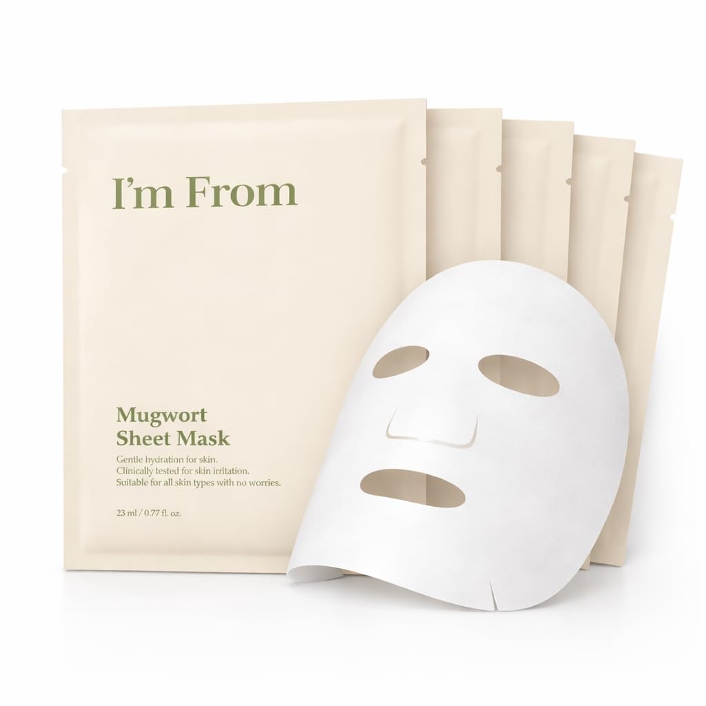 I'm from Mugwort Sheet Mask, Calming & Cooling Vegan Face Mask with Mugwort Extract, Soothing Care