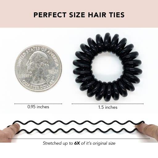 Kitsch Spiral Hair Ties for Women - Durable Hair Accessories - Clear, 4pcs