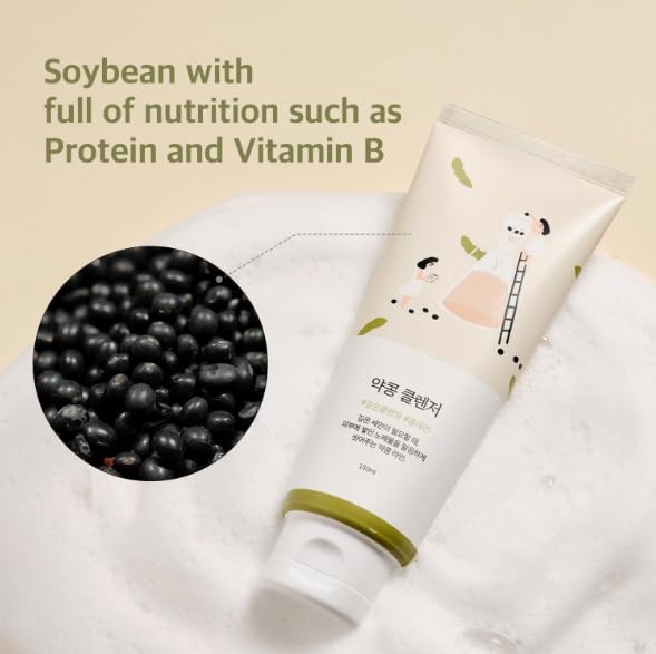 ROUND LAB Soybean Nourishing Cleanser | Scrub foam cleanser, Gentle exfoliation, Remove blackheads