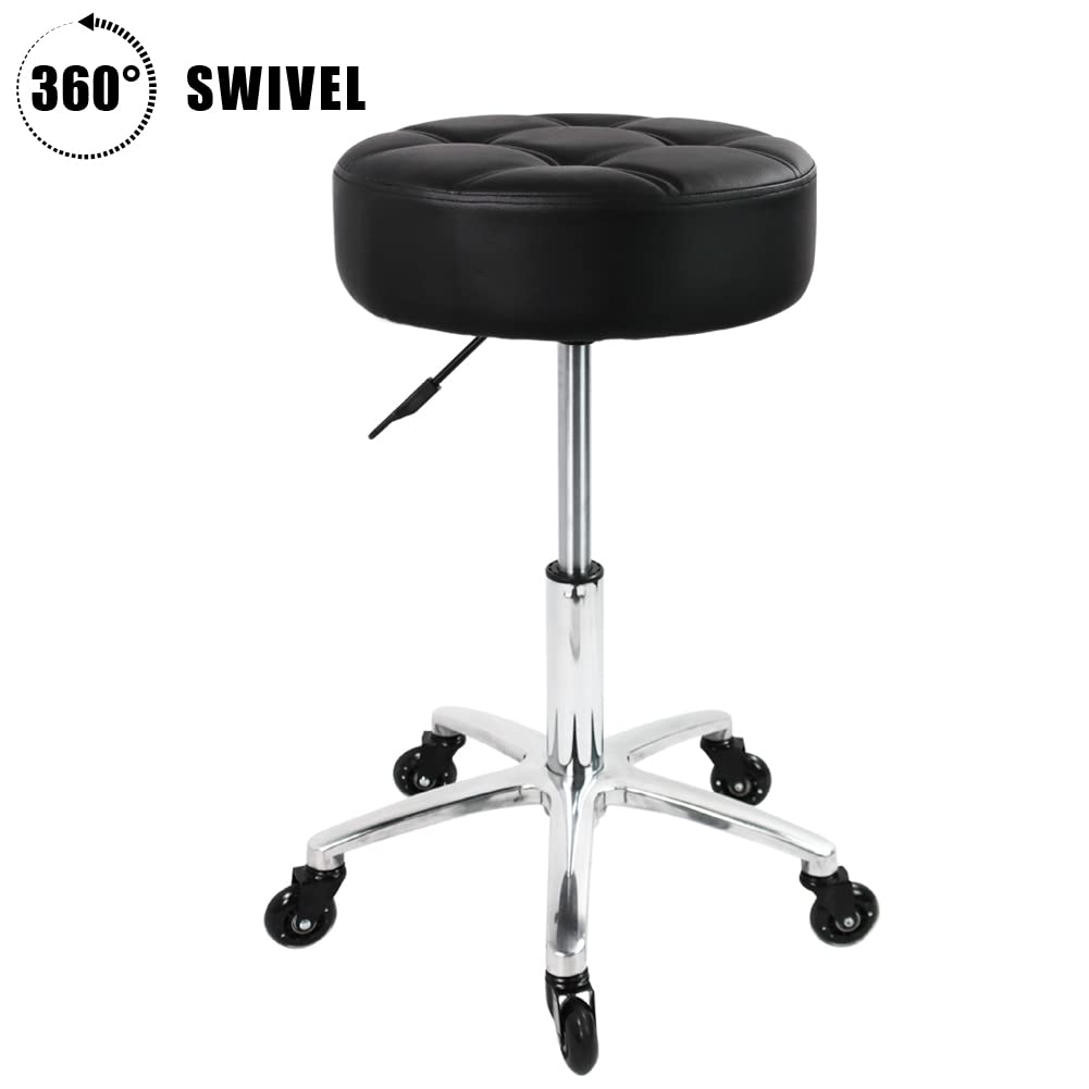 WKWKER Heavy Duty Rolling Stool with Wheels Hydraulic Swivel Adjustable Rolling Stool Ergonomic