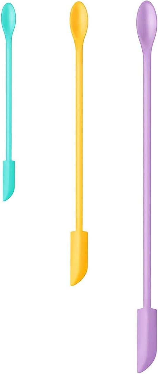 barsone Silicone Spatula Set 3Pcs - Mini Scraper Tool for Beauty & Food （Reach Every Last Drop - Multi-Size Spatulas for Makeup Jars, Lotion Bottles & Kitchen Containers）