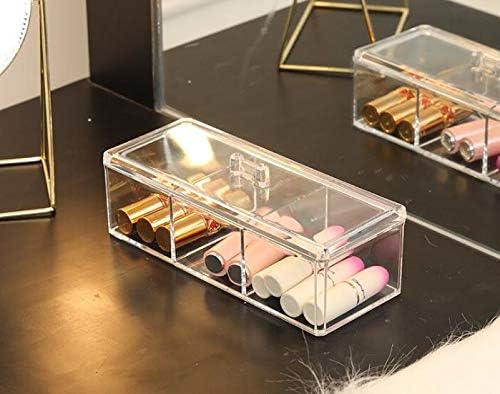 Square Acrylic Cotton Ball Pads Gauze Swab Holder Organizer Q-tip Dispenser Storage Canister Bathroom Container Flossers Box Case (9.3x3.7x3 in, 1 Tier, 3 Partitions, Transparent)
