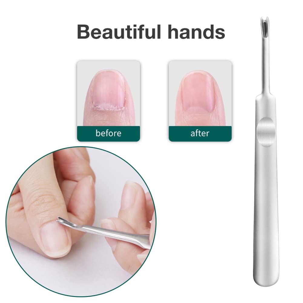 9 Pack Cuticle Nail Pusher and Trimmer Nail Cuticle Fork Professional Stainless Steel Dead Skin Remover Dead Skin Cuticle Pusher Nail Art Tool for Fingernails and Toenails