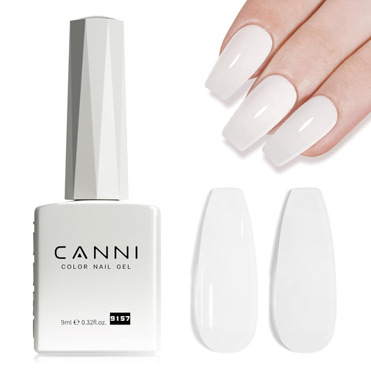 CANNI Milky White Jelly Gel Polish – 9ML Translucent Sheer Nude Soak-Off UV/LED Gel Nail Polish for