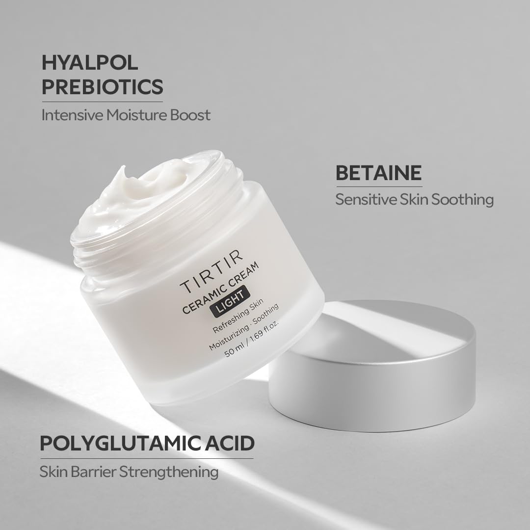 TIRTIR Ceramic Cream Light | Deep moisturizer for Glass Skin, Polyglutamic acid, Centella Asiatica