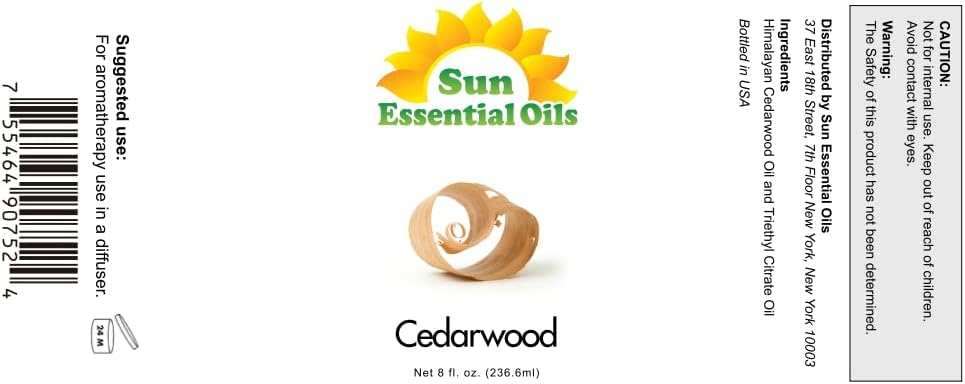 Sun Essential Oils 8 Fluid Ounces Cedarwood Essential Oil