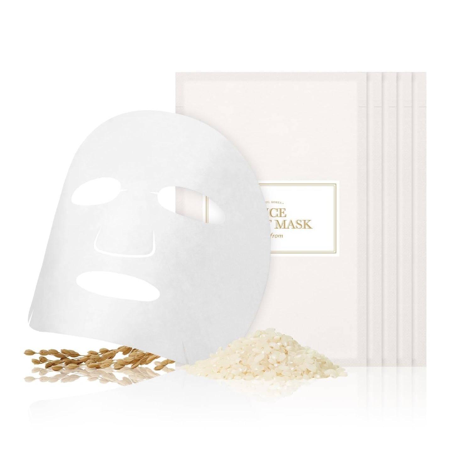 I'm from Rice Sheet Mask Pack of 5, Korean Rice Face Mask, Creamy Hydration for Dry, Combination