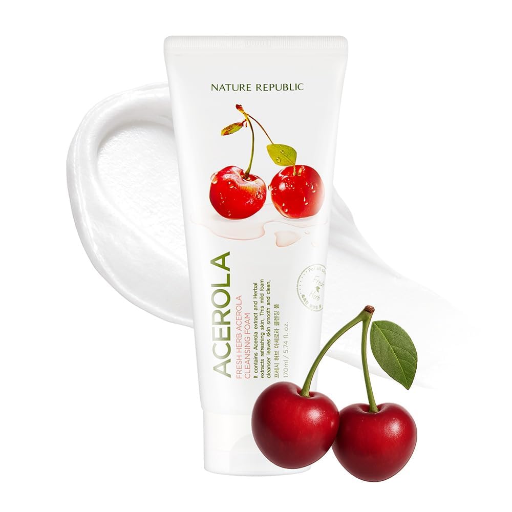 Nature Republic Fresh Herb Acerola Cleansing Foam | Hydration & Moisturizing daily Makeup Remover