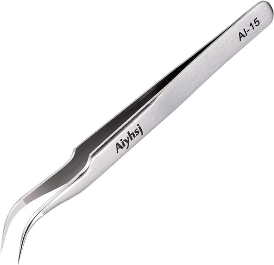 Precision Tweezer, Upgraded Professional Fine Tip curved, High-end Stainless Steel Tweezers for