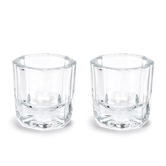 2Pcs Nail Art Dappen Dish Cups for Acrylic Liquid and Powder Clear Glass Nail Bowl Acrylic Powder Holder Nail Liquid Cup Acrylic Glass Jar Crystal Bowl for Nails