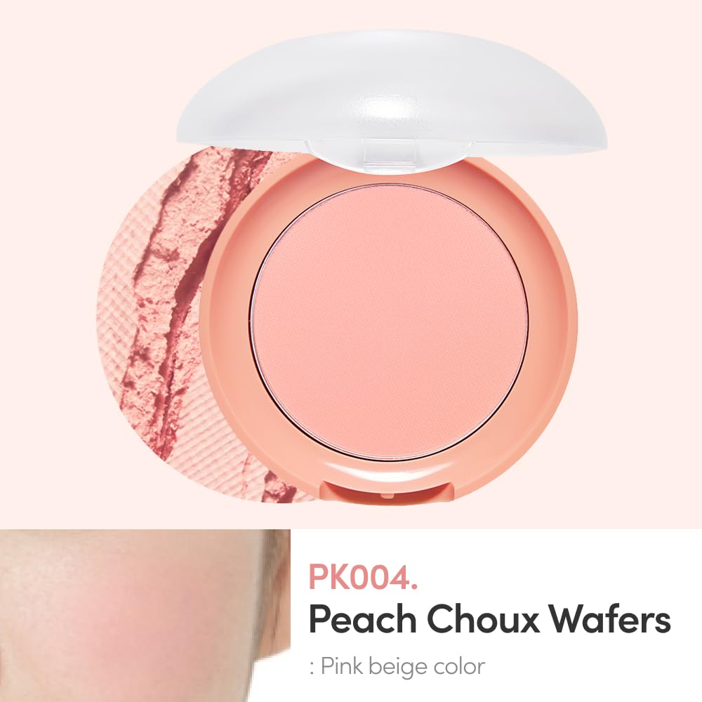 ETUDE Lovely Cookie Blusher - Peach Choux Wafers 4g | Glowing & Natural Powder Blush with