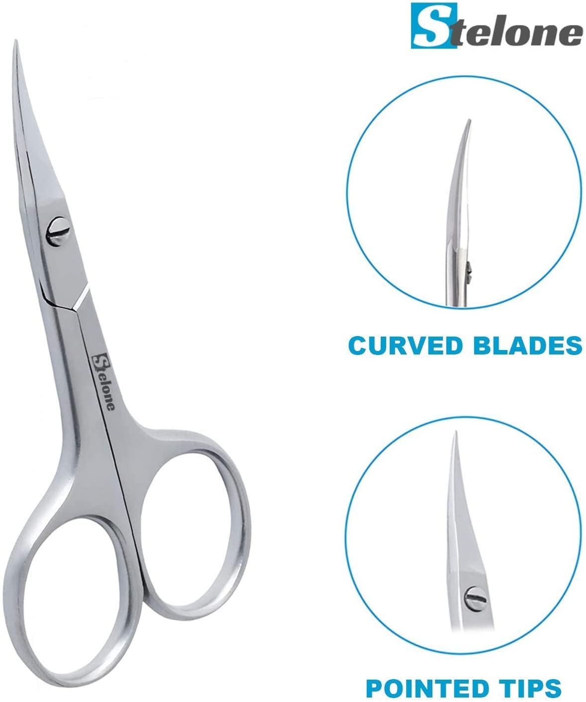 Multi Purpose Eyebrow Scissors Stainless Steel Curved Blade Cuticle Scissors for Manicure and Cosmetic, Brow Scissors for Facial Hair & Eyelash Trimming