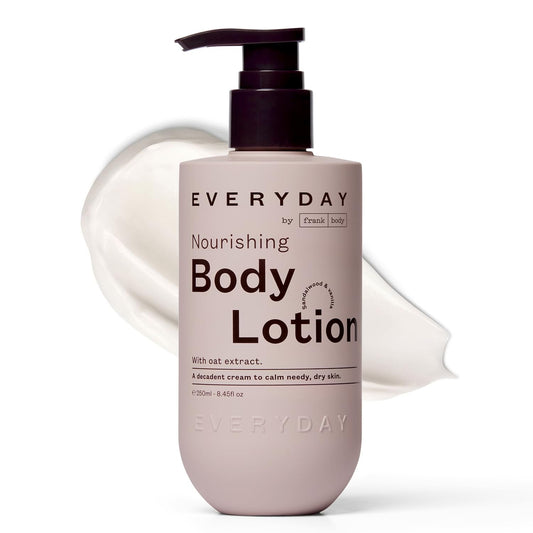 frank body Nourishing Body Lotion | Decadent Cream for Gentle, Calming & Long-Lasting Hydration | Oat Extract, Avocado Oil & Squalane | Sandalwood & Vanilla Scent | Vegan & Cruelty Free | 250ml