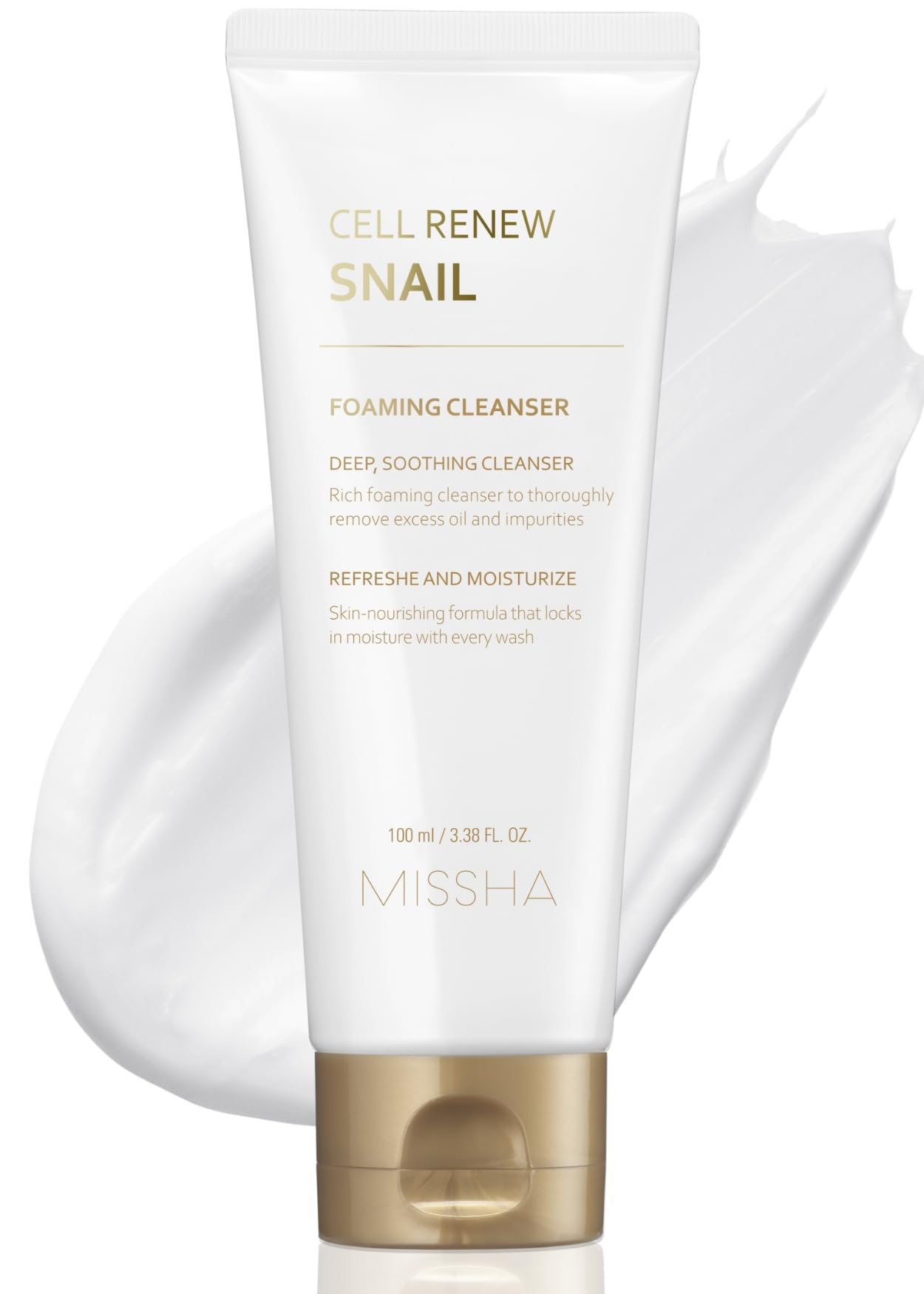 MISSHA Cell Renew Snail Foaming Cleanser Korean Face Wash 3.38 oz