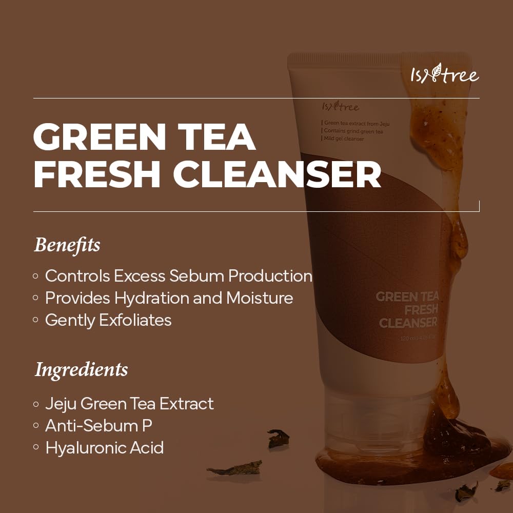 IsNtree Green Tea Fresh Cleanser 120ml 4.05 fl.oz | Green tea extract from Jeju | Contains grind