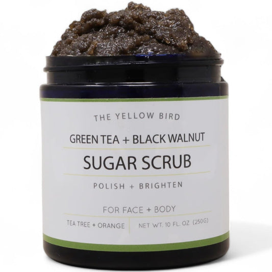 Natural Green Tea Sugar Scrub. Face, Body, and Foot Exfoliator. Helps with Moisturizing, Acne, Celluite, Wrinkles, and Exfoliating Dead Skin.