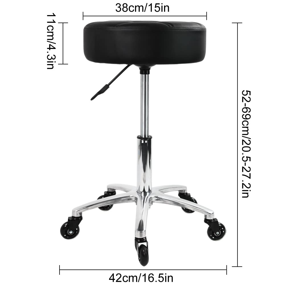 WKWKER Heavy Duty Rolling Stool with Wheels Hydraulic Swivel Adjustable Rolling Stool Ergonomic