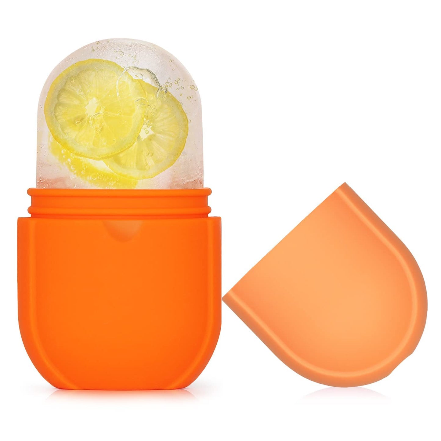 Ice Roller for Face and Eye, Upgrated Ice Face Roller Puffiness Relief Ice Roller Skin Care Tools, Ice Facial Cube, Gua Sha Face Massage, Silicone Ice Mold for Face Beauty ( Orange)