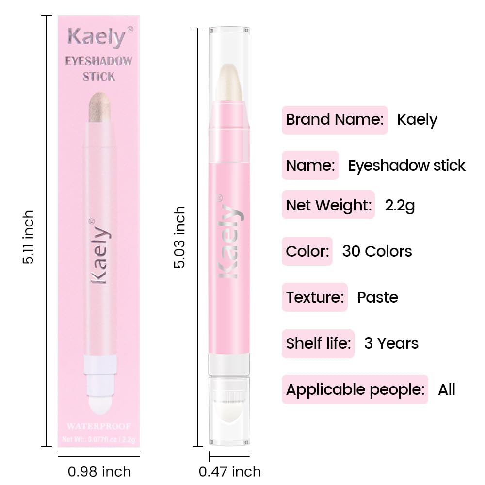 evpct 1Pcs Blonde Shimmer Cream Eye Shadow Brightener Sticks for Eyes Waterproof Pigmented, Double Ended Cream Eyeshadow Stick Pencil Pen with Applicator, Eye Shadow Palette Highlighter Makeup 38
