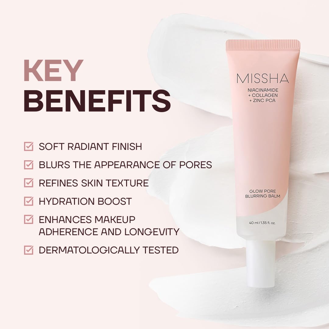 MISSHA Glow Pore Blurring Balm Primer for Face, Hydrating Base 1.35 oz
