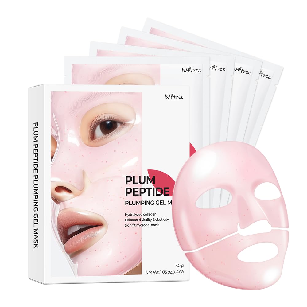 IsNtree Plum Peptide Plumping Gel Mask 30g x 4 Sheets | Korean Skincare | Cooling Gel Mask for