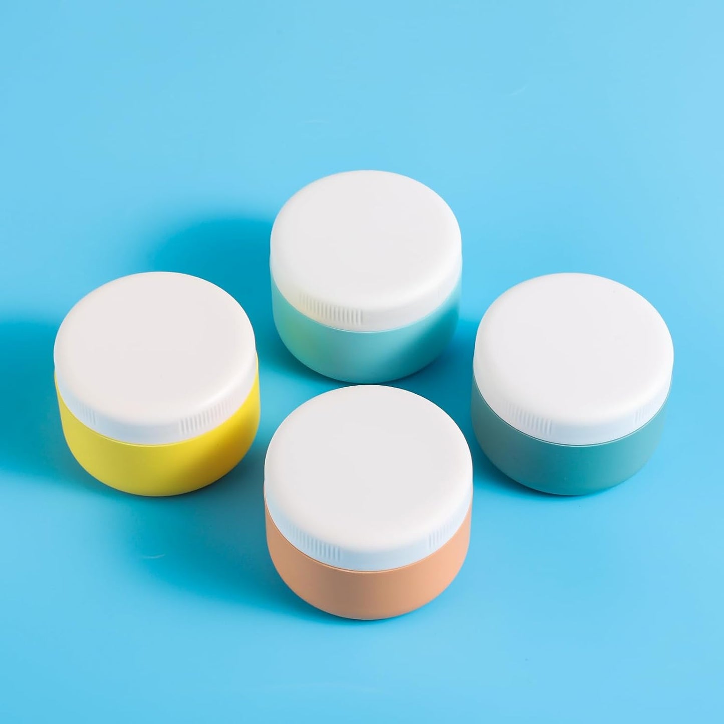 Travel Containers for Toiletries, Silicone Cream Jars BPA-Free, Leak-proof 2oz Travel Size Containers, Portable Size Silicone Jars with Lid for Cosmetic Face Hand Body Cream (4 Pack)