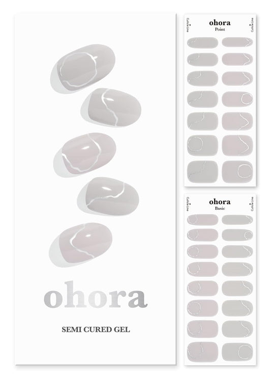 ohora Semi Cured Gel Nail Strips (N Silky Way) - Nude, Metallic, Works with Any UV/LED Lamps
