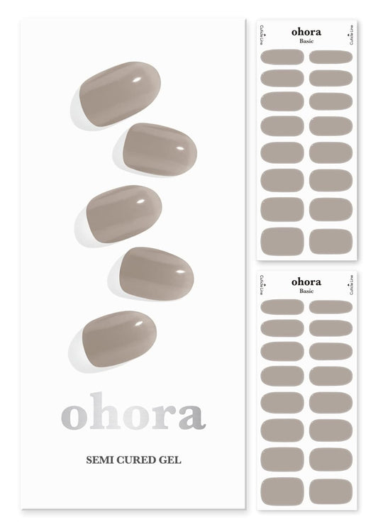 ohora Semi Cured Gel Nail Strips (N Bare Gray) - Works with Any UV/LED Lamps, Salon-Quality, Long