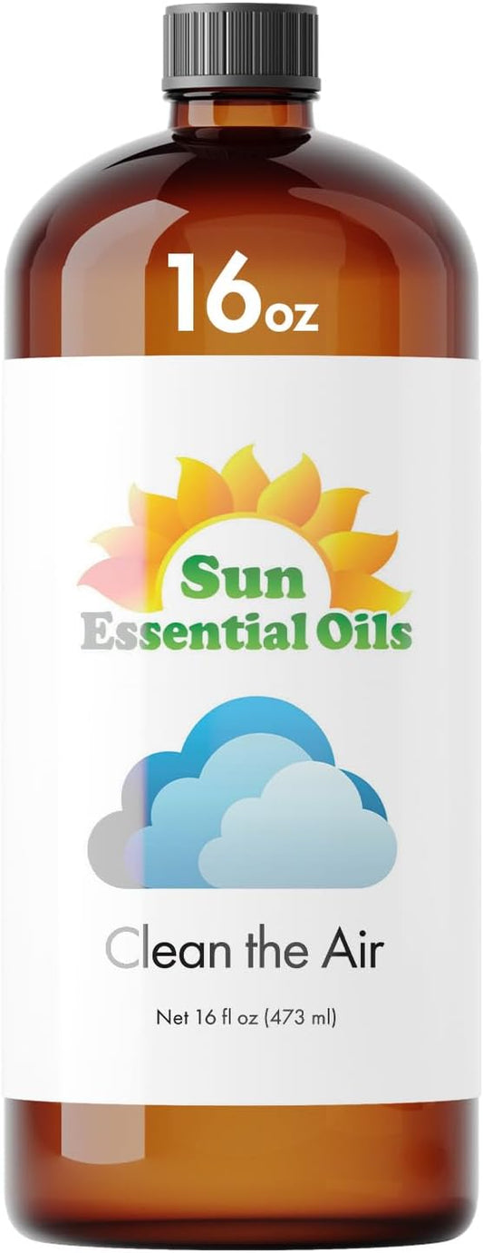 Sun Essential Oils - Clean The Air Essential Oil 16oz for Aromatherapy, Diffuser, Soothing, Calming, Eases Stress - Aromatherapy Diffuser Oil