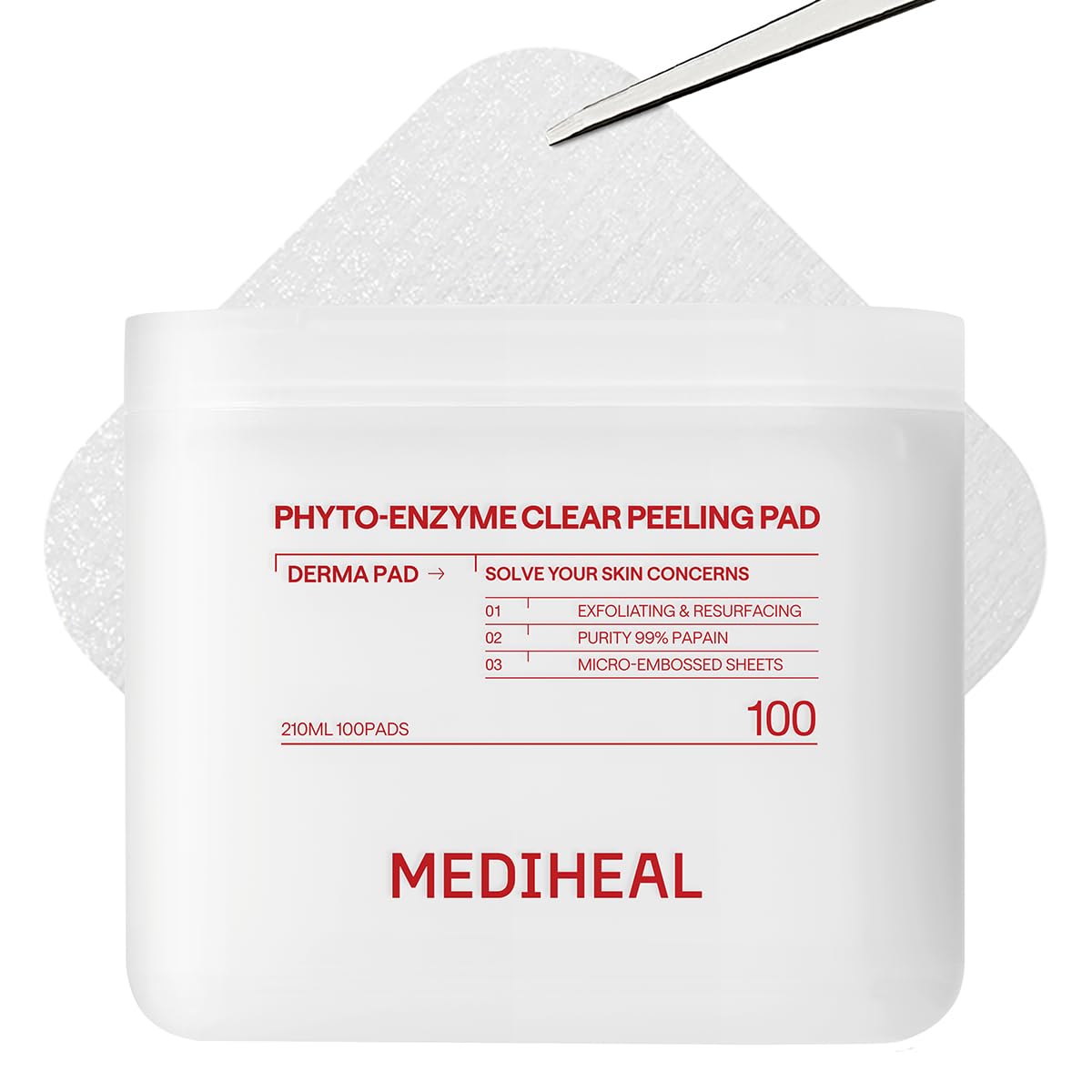 MEDIHEAL Phyto-Enzyme Clear Peeling Toner Pads, Exfoliation (100 Count)