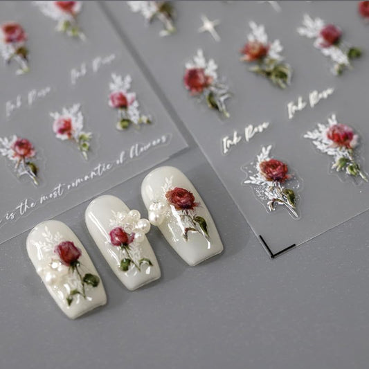 5D Embossed Nails Art Stickers Nail Decals for DIY Nail Art Self-Adhesive Nail Stickers for Nail