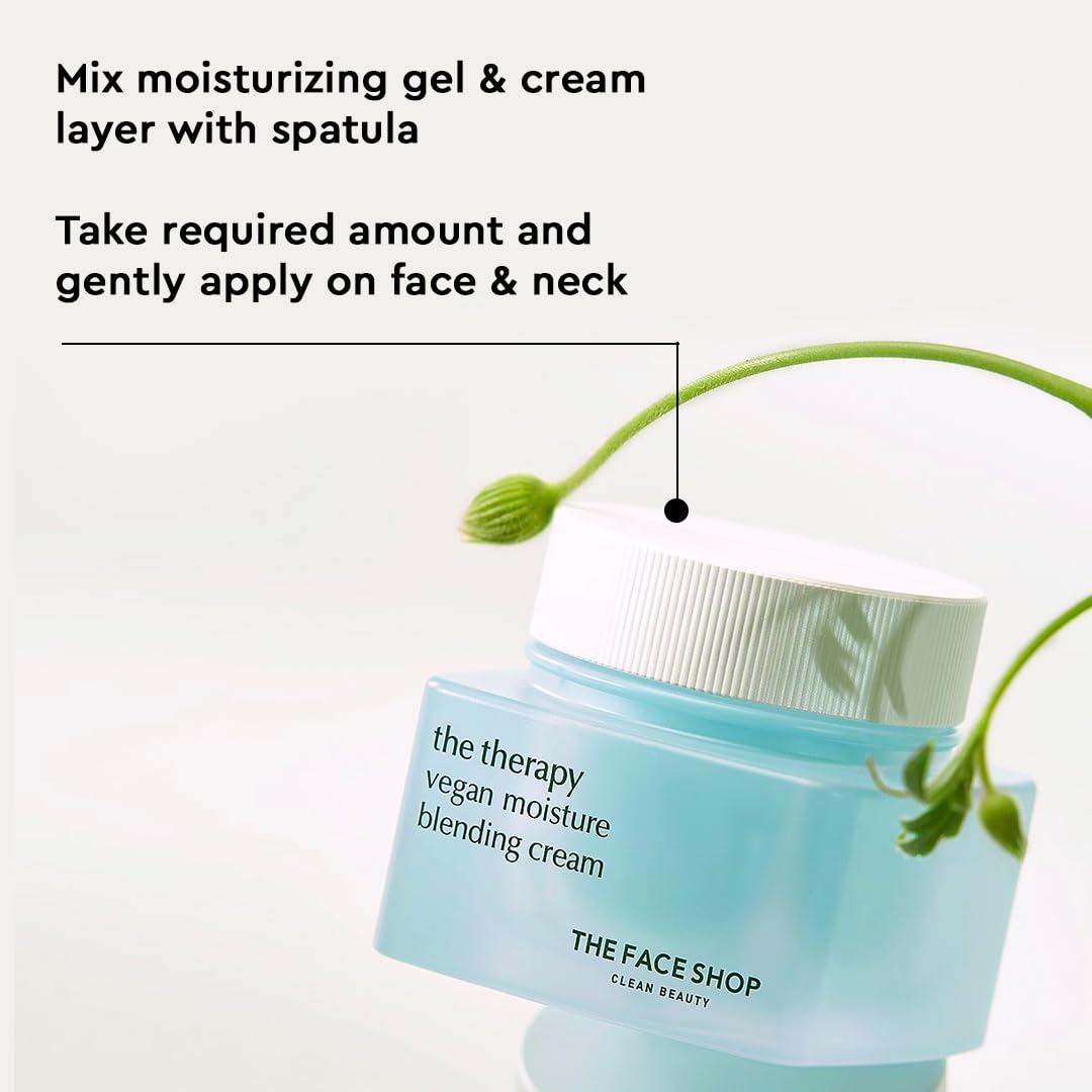 The Face Shop The Therapy Vegan Moisture Blending Cream | Vegan Moisturizer | Cooling | Hydrating |