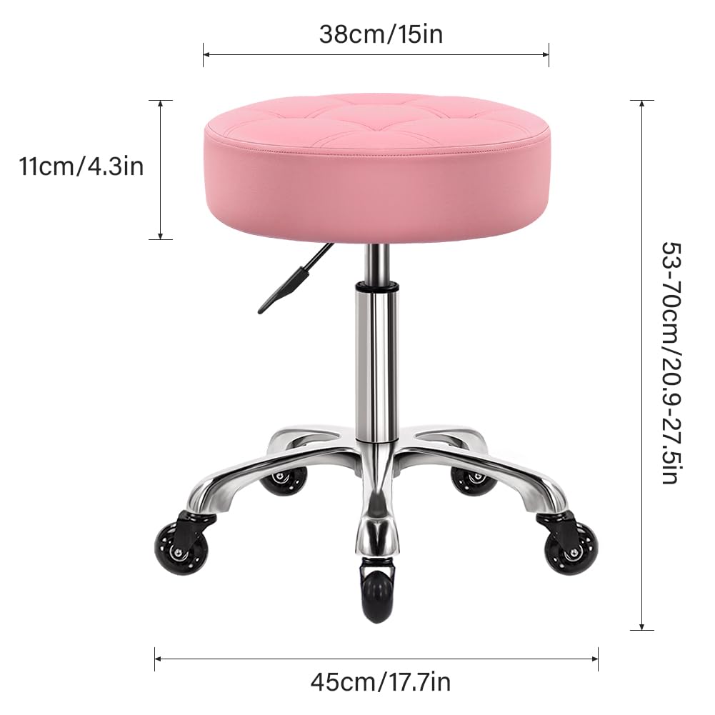 WKWKER Heavy Duty Rolling Stool with Wheels Hydraulic Swivel Adjustable Rolling Stool Ergonomic