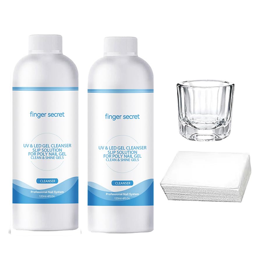 Poly Gel Slip Solution 8 oz,Nail Slip Solution Kit Nail Cleaner Slip Solution For Builder Gel Nails,2PCS Poly Nail Gel Slip Solutions Anti-stick Gel Cleanser for Nails Poly Nail Gel