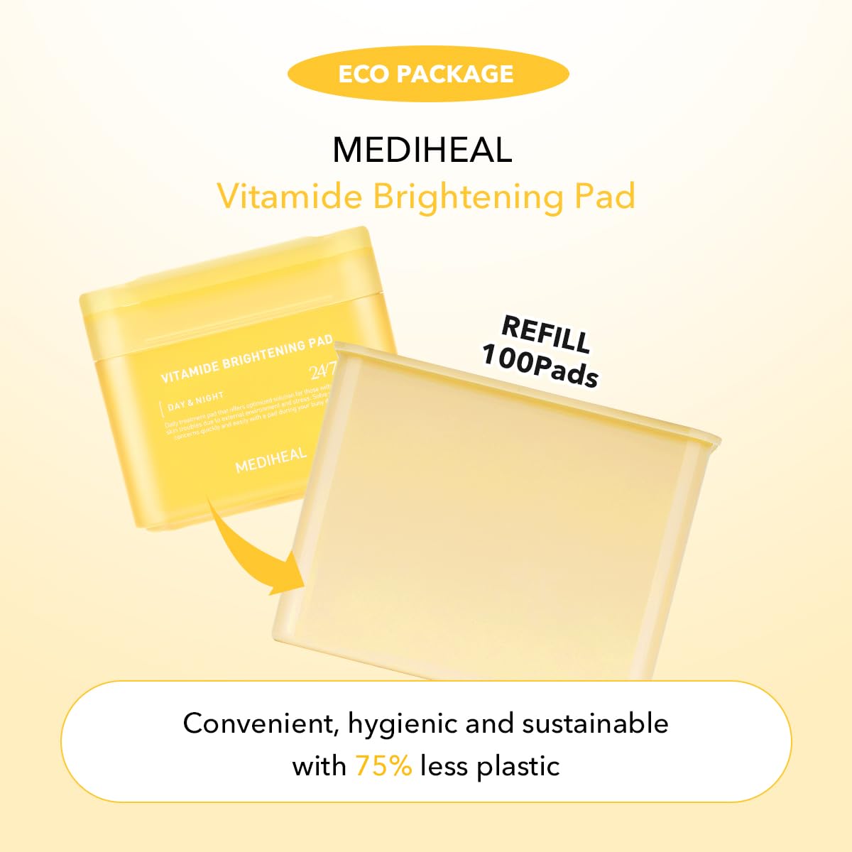 (Only Refill) MEDIHEAL Vitamide Brightening Toner Pads (100 Count)