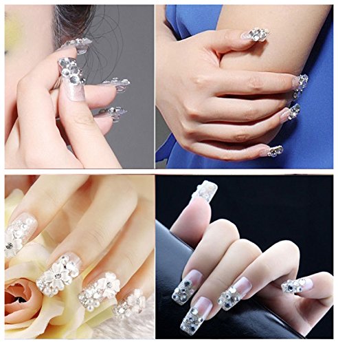 beadsland Flat Back Crystal Rhinestones Round Gems for Nail Art and Craft Glue Fix, Crystal (1.9-2.0mm) SS6/1440pcs