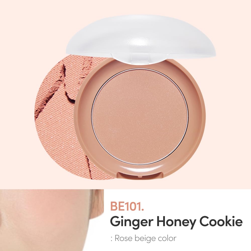 ETUDE Lovely Cookie Blusher #BE101 Ginger Honey Cookie 4g | Glowing & Natural Powder Blush with