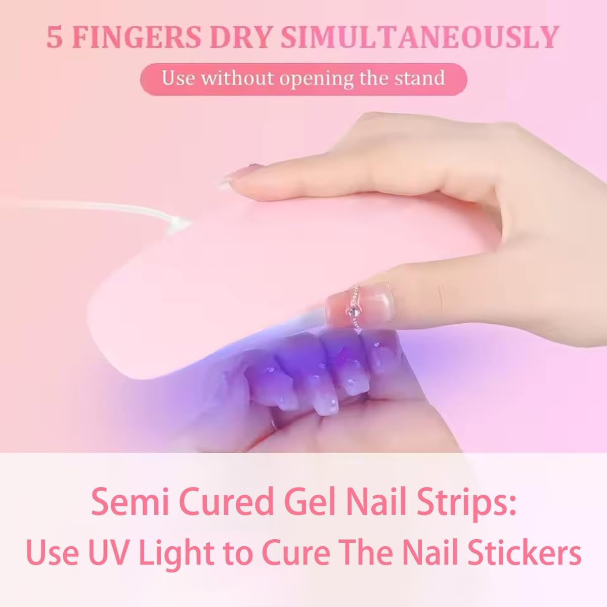 Semi Cured Gel Nail Strips Stickers Solid Color Self Adhesive Waterproof Nail Stickers Design Supply 16Pcs Real Gel Polish Strips for Women DIY Manicure Long Lasting Nails Decoration Accessories