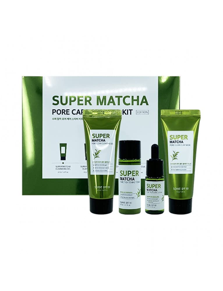SOME BY MI Super Matcha Pore Care Starter Kit/Toner 1.01Oz, Serum 0.33Oz, Cleansing Gel 1.42Oz