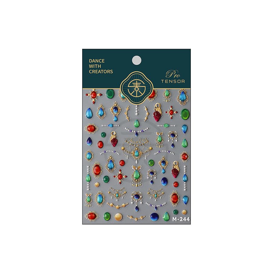 5D Embossed Nail Art Stickers Self-Adhesive Nail Stickers for Nail Art Luxury Bohemia Jewelry Nail Art Decals for Women Nail Supplies Accessories (1, Jewelry)