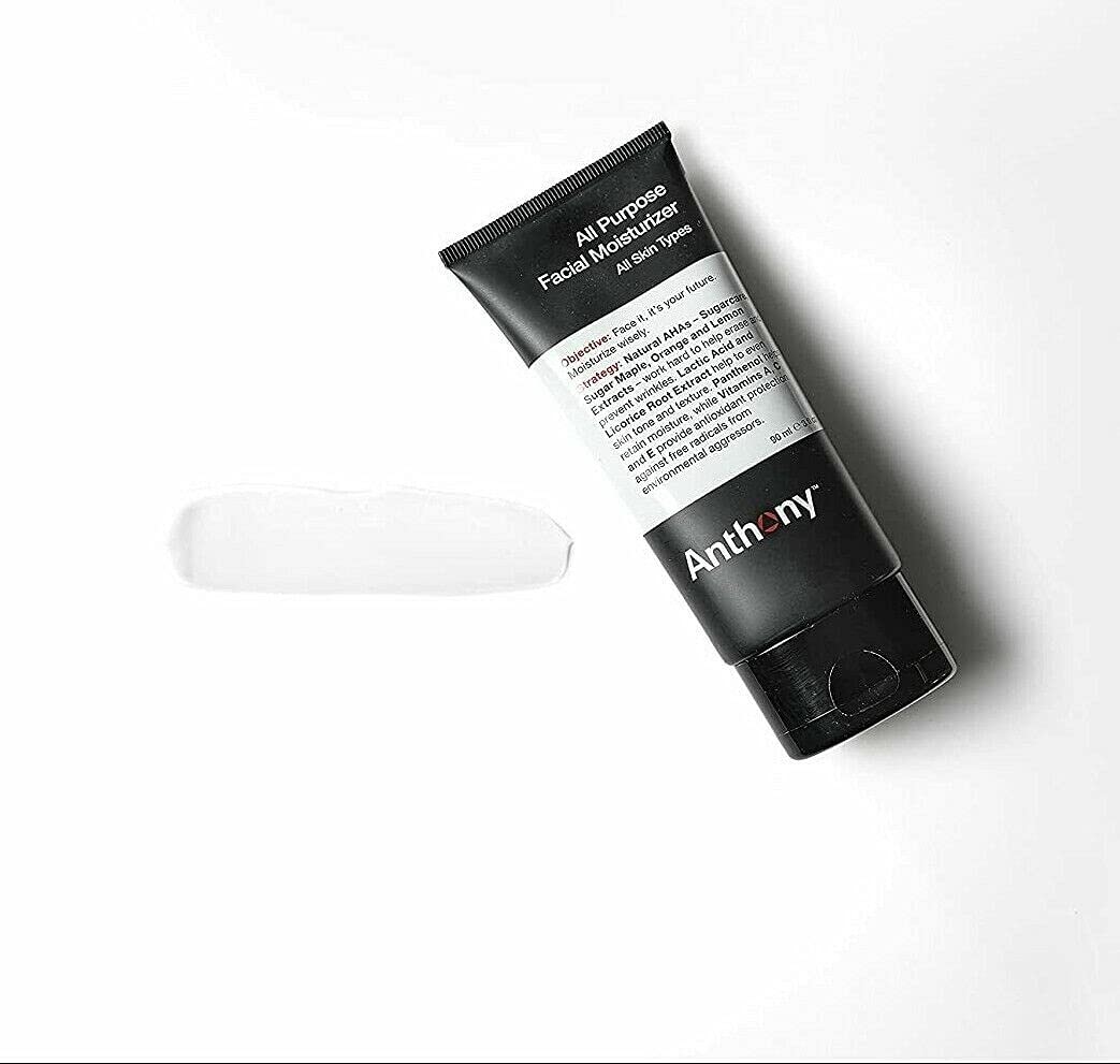 Anthony All-Purpose Facial Moisturizer – Men’s Hydrating Lotion for Dry Skin – Lightweight, Non-Comedogenic, Anti-Aging Formula – 3 Fl Oz
