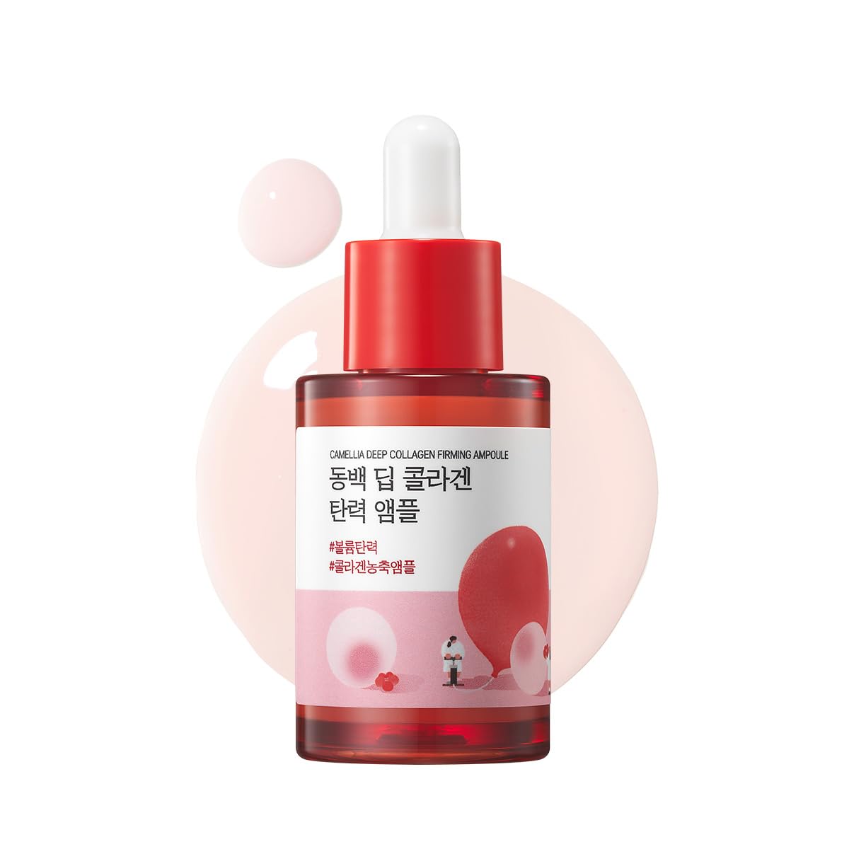 ROUND LAB Camellia Deep Collagen Firming Ampoule 1.01 Fl Oz, Hydrating and Elasticity-Enhancing