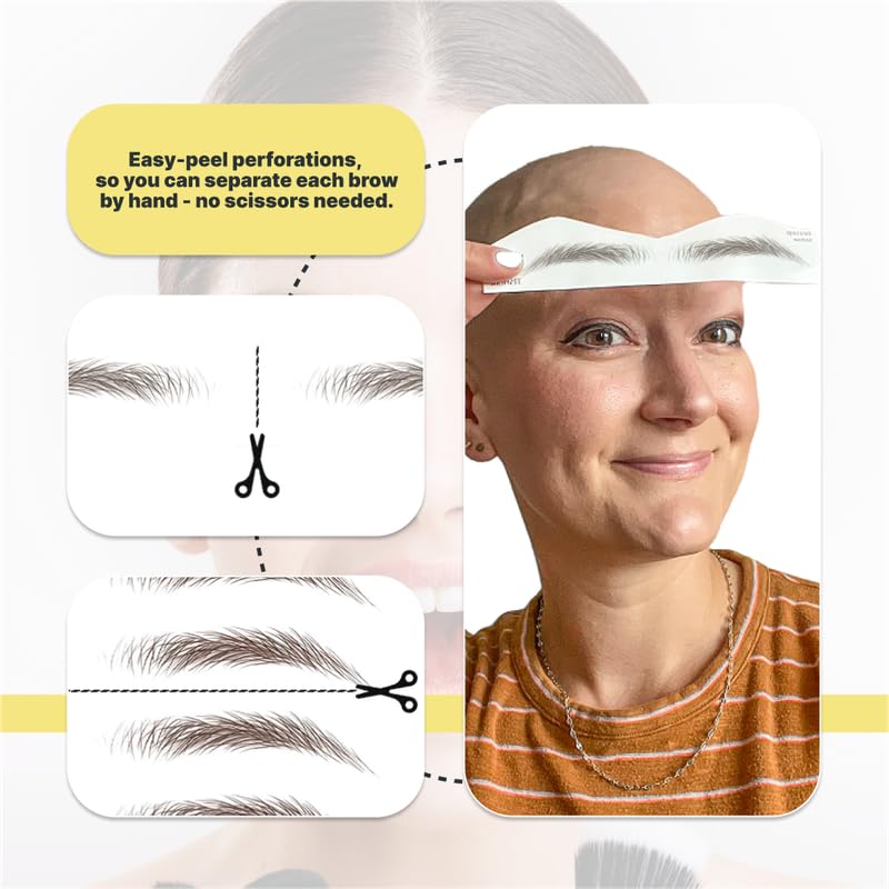 10 Pairs Dark Brown Temporary Eyebrow Tattoos, Waterproof and Smudge-Proof Dark Everyday Style Realistic Eyebrow Stickers for Men & Women, Easy to Apply, Won't Work on Existing Brows