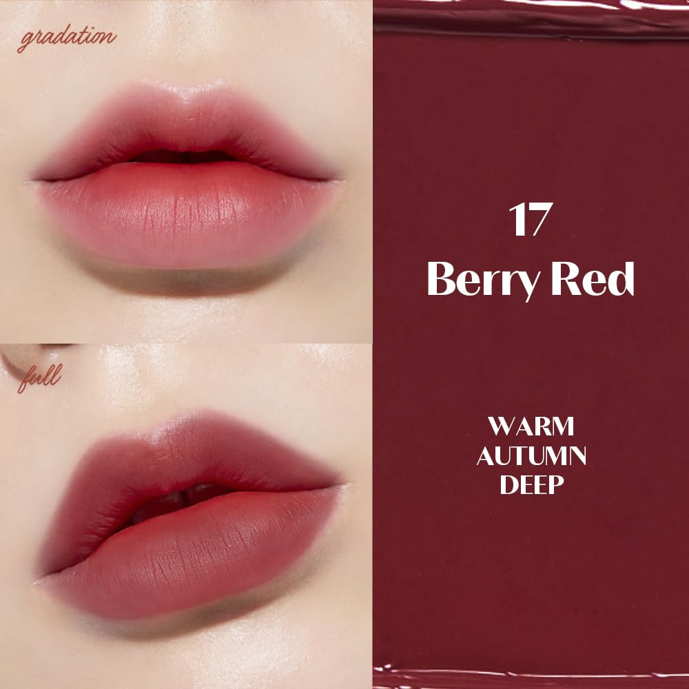 ETUDE Fixing Tint, #17 Berry Red, Matte Liquid Lipstick, Long-Lasting, 4g