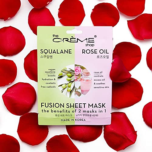 The Crème Shop Rose & Skin-Friendly Squalane Fusion Sheet Mask, Korean Sheet Mask, Rose Face Mask